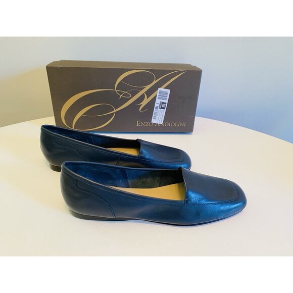 Enzo Angiolini Shoes - NIB Enzo Angiolini Womens Size 7.5 N Liberty Navy Leather Slip On Flats Square